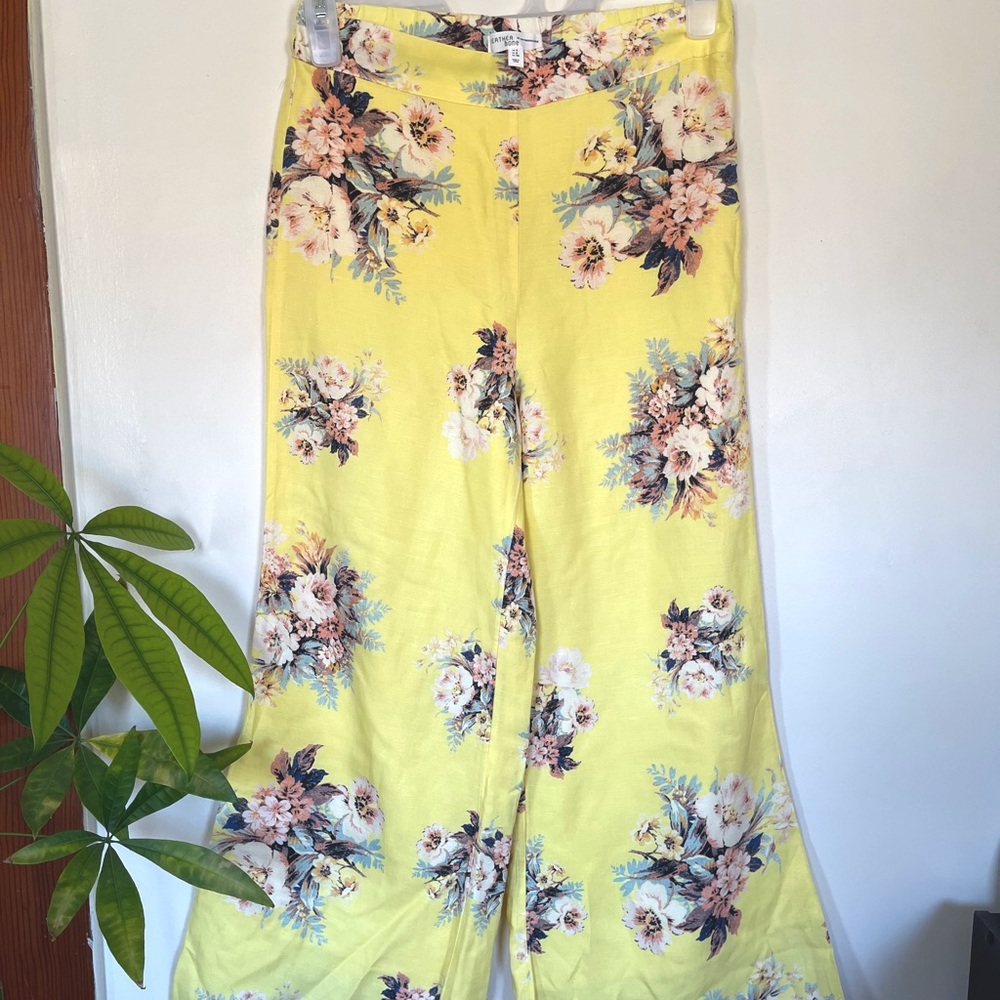 Anthropologie Yellow Floral Trousers